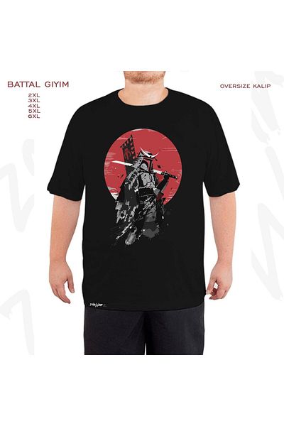 ZOKAWEAR Μαύρο μπλουζάκι με στάμπα Samurai Samurai Oversize