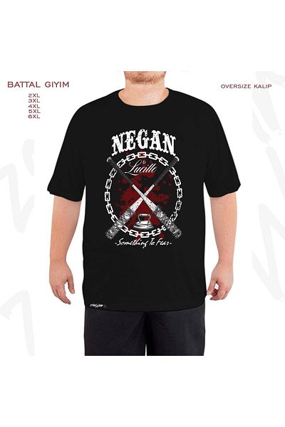 ZOKAWEAR Голяма черна тениска с щампа Negan V2 The Walking Dead