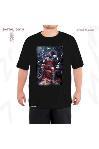 ZOKAWEAR Μαύρο μπλουζάκι Oversize Magneto Printed Battal (Bol) Mold