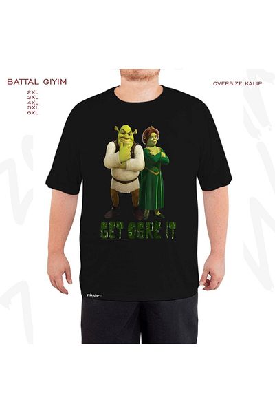ZOKAWEAR Υπερμεγέθη Shrek And Fiona Get Ogre It Κείμενο με τυπωμένο μαύρο μπλουζάκι μεγάλου μεγέθους