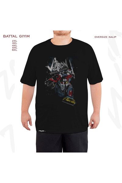 ZOKAWEAR Oversize Voltron Legendary Defender Action Printed Oversize (Bol) Mold Μαύρο T-Shirt