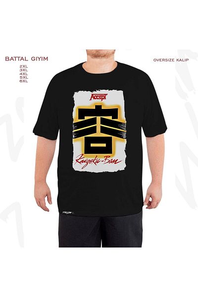 ZOKAWEAR Μαύρο μπλουζάκι Oversize Accept Printed Battal (Bol) Mold