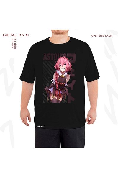 ZOKAWEAR Oversize Fate Astolfo Printed Battal (Bol) Mold Μαύρο T-Shirt