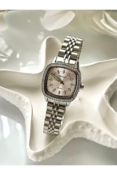 Ferrucci FERRUCCİ-(GÜMÜŞ RENK) jübile kordon taşlı kadın kol saati
