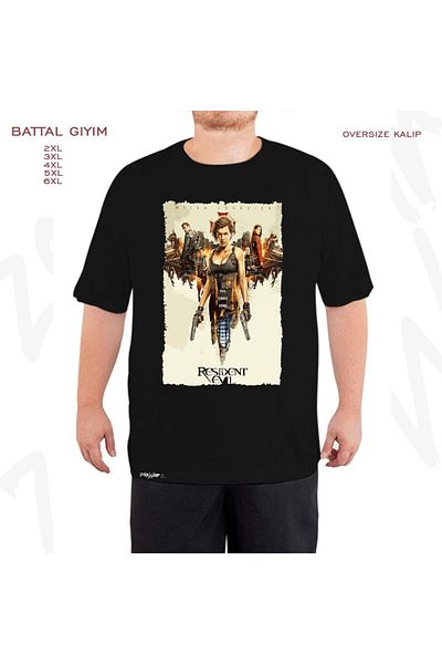 ZOKAWEAR Oversize Resident Evil Printed Oversize Black T-Shirt