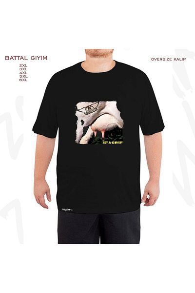 ZOKAWEAR Μαύρο μπλουζάκι Oversize Aerosmith Printed Battal (Bol) Mold