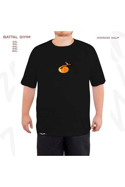 ZOKAWEAR Μαύρο μπλουζάκι Oversize Wrecking Dragon Ball με στάμπα μεγάλου μεγέθους (Bol)
