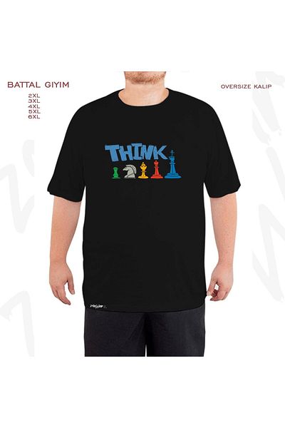 ZOKAWEAR Μαύρο μπλουζάκι Oversize Chess5 Printed Battal (Bol) Mold
