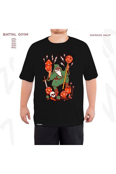 ZOKAWEAR Oversize Master Of Dungeons Printed Battal (Bol) Mold Μαύρο T-Shirt