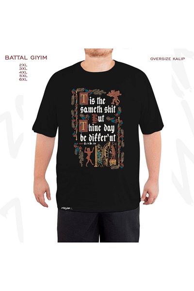 ZOKAWEAR Μαύρο T-Shirt σε στυλ Medieval - Oversize, Retro Printed, King Fit