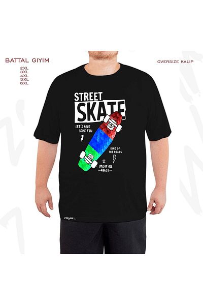 ZOKAWEAR Oversize Street Skate Printed Battal (Bol) Mold Μαύρο T-Shirt
