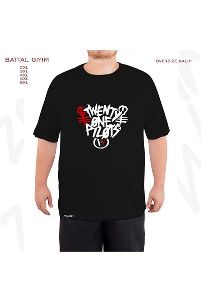 ZOKAWEAR Oversize Twenty One Pilots 2 Printed Battal (Bol) Mold Μαύρο T-Shirt