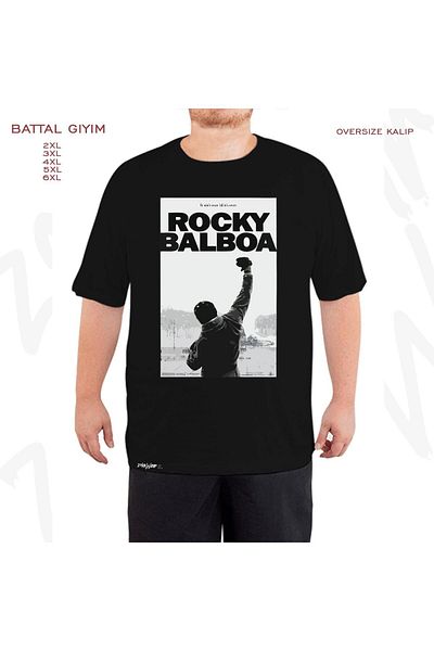 ZOKAWEAR Υπερμεγέθη ταινία Rocky Printed Battal (Bol) Mold Μαύρο T-Shirt