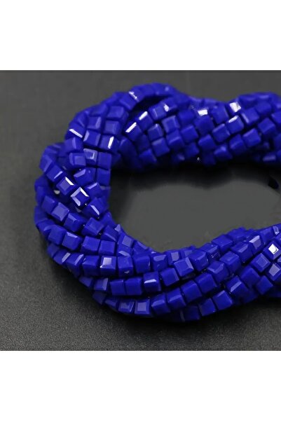 SESİKA HOBİ Mărgele de cristal pătrate Albastru Marin 4x4 Mm Bijuterii Colier...