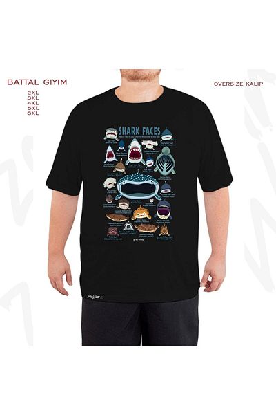 ZOKAWEAR Μαύρο μπλουζάκι με στάμπα μεγάλου μεγέθους με σχήμα καρχαρία