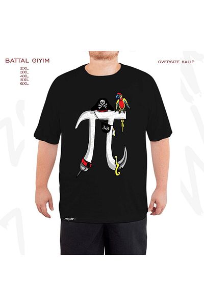 ZOKAWEAR Μαύρο μπλουζάκι Oversize Math Pi 4 Fer Printed Battal (Bol) Mold