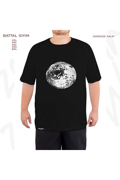 ZOKAWEAR Μαύρο μπλουζάκι Oversize Mirrorball Printed Battal (Bol) Mold