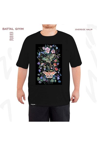 ZOKAWEAR Μαύρο μπλουζάκι Oversize Moon Moth Printed Battal (Bol) Mold