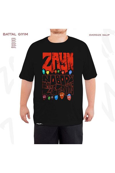 ZOKAWEAR Oversize Zayn,Nobody is Listening Printed Battal (Bol) Mold Μαύρο T-Shirt