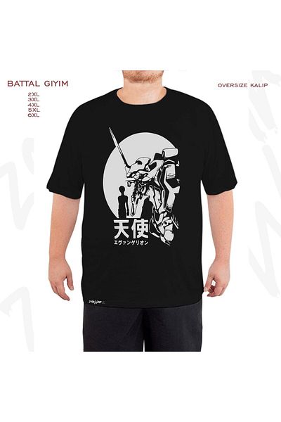 ZOKAWEAR Genesis Evangelion Retro Vintage3 Printed - Μαύρο T-Shirt με μεγάλη εφαρμογή