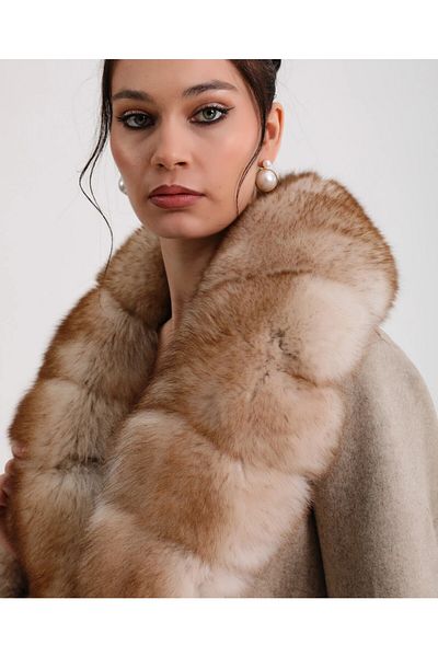 By Marki Marki Women's Beige Cashmere Overcoat - 120 Cm, Full Length Custom Coat