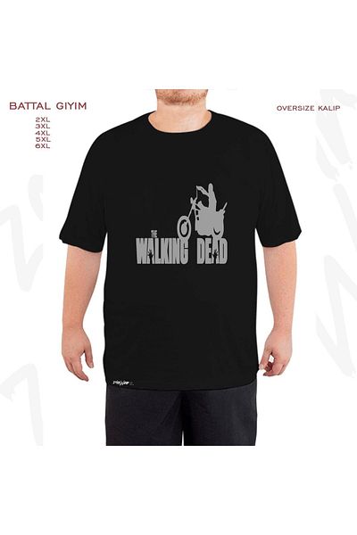 ZOKAWEAR Υπερμεγέθη μοτοσυκλέτα The Walking Dead με στάμπα μεγάλου μεγέθους (Bol) Μαύρο μπλουζάκι