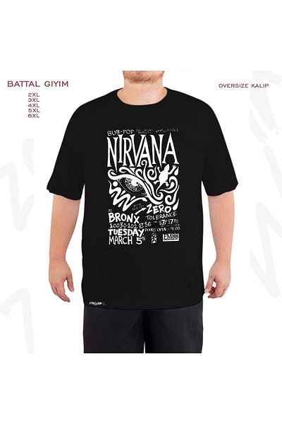 ZOKAWEAR Μαύρο μπλουζάκι Nirvana και Sub Pop Printed Oversize - Rock and Metal Fit