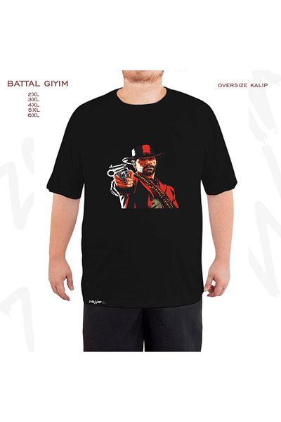 ZOKAWEAR Υπερμεγέθη Red Dead Redemption 2 εμπριμέ μαύρο μπλουζάκι με φόρμα μεγάλου μεγέθους