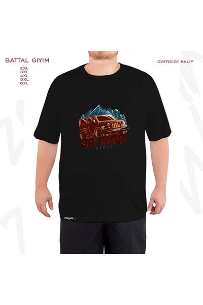 ZOKAWEAR Oversize Off Road Ts Printed Battal (Bol) Μαύρο T-Shirt