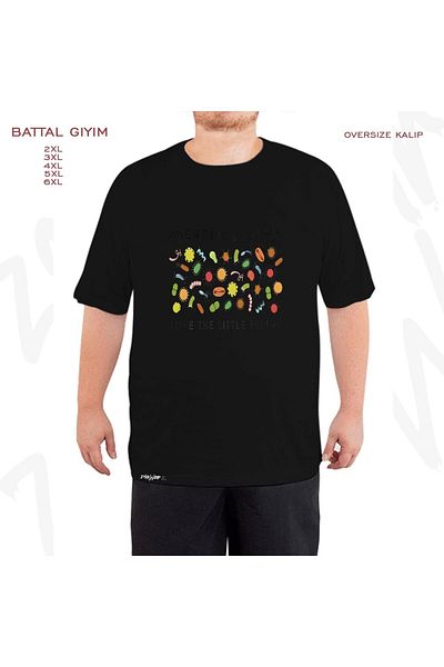 ZOKAWEAR Μαύρο μπλουζάκι Oversize Microbiologist Printed Battal (Bol) Mold