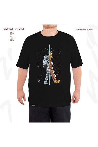 ZOKAWEAR Μαύρο μπλουζάκι Oversize Space Teleport Wolf Printed (Bol) Mold