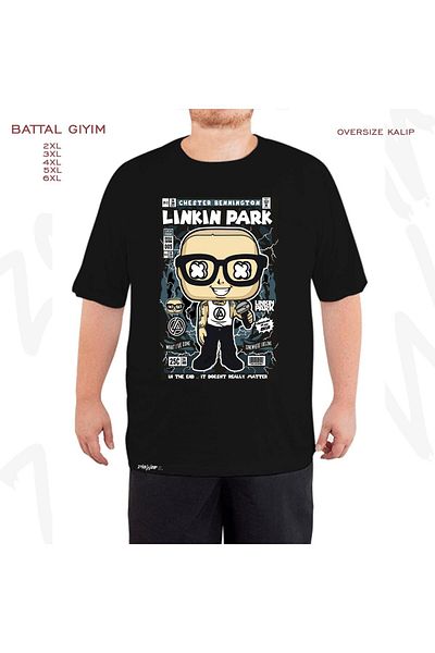 ZOKAWEAR Μαύρο μπλουζάκι Oversize Linkin Park 3 με στάμπα μεγάλου μεγέθους