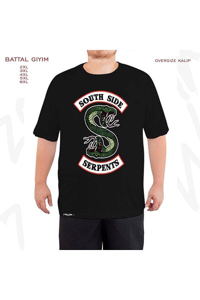 ZOKAWEAR Oversize South Side Serpents Riverdale Printed Battal (Bol) Mold Μαύρο T-Shirt