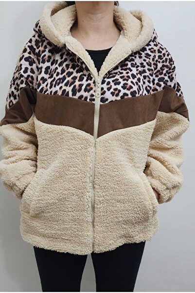 olalapasha New Season Leopard Print Plush Coat with Pockets