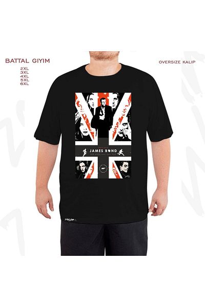 ZOKAWEAR Daniel Craig James Bond Printed Oversize Μαύρο T-Shirt - King Fit