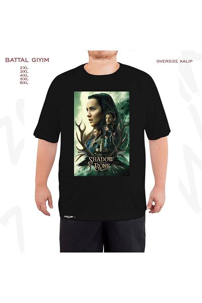 ZOKAWEAR Μαύρο Oversize Printed Antler Group T-Shirt - Battal Fit