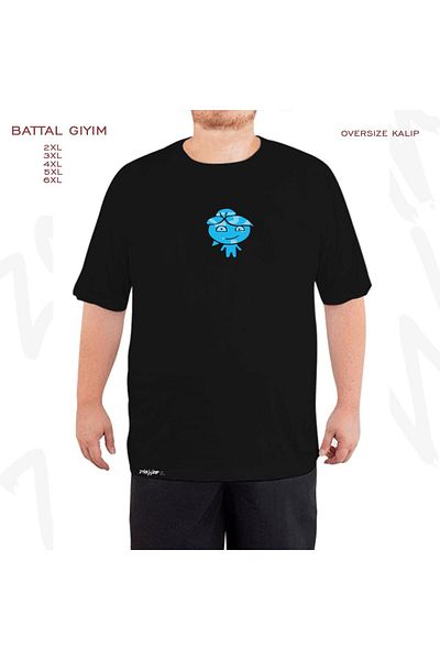 ZOKAWEAR Oversize Water Printed Battal (Bol) Mold Μαύρο T-Shirt