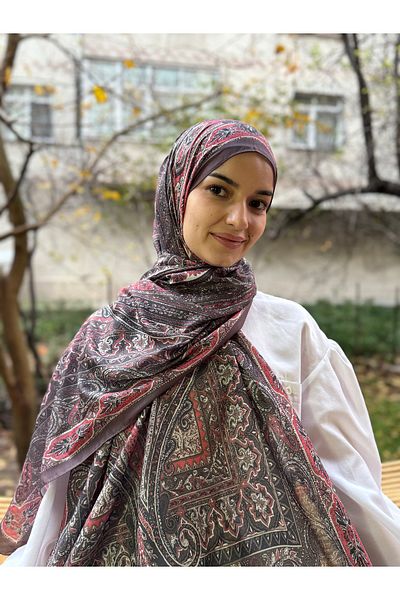 shalby Camellia Patterned Soft Cotton Shawl - Pomegranate