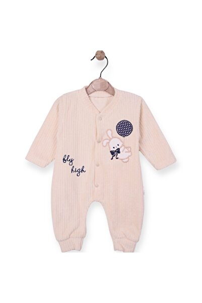 Nayinom NAYİNOM %100 PAMUKLU KADİFE TAVŞANLI BEYAZ TULUM