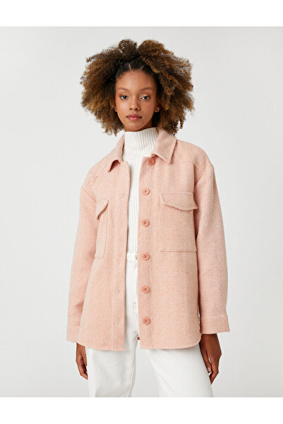 Koton Oversize kabát ing gallér hosszú ujjú zseb részletes