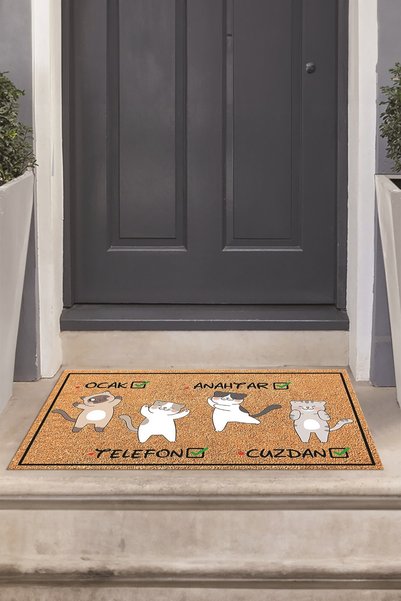 Viyana Home Digital Printed Non-Slip Base Washable Colorful Cat Doormat (40X60Cm)