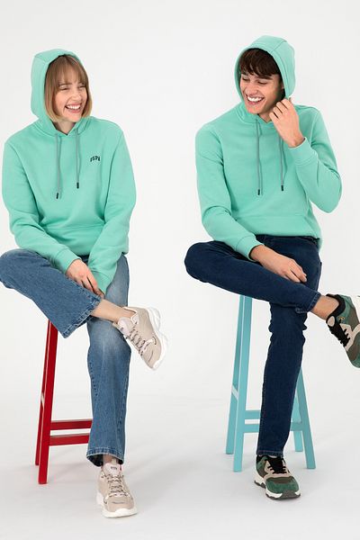 U.S. Polo Assn. Regular Fit Hooded Raster Mint Basic Sweatshirt 50295176 -Vr090