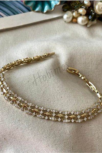 Hobimos Special Design Gold Color 316L Steel Bracelet with Zirconia