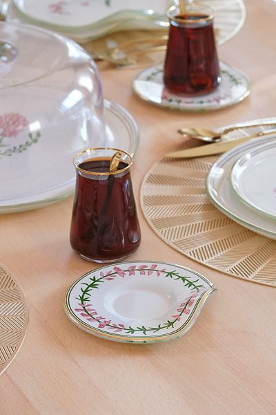 Glore Crocus Gold Gilded Glass Tea Plate Set for 6 People