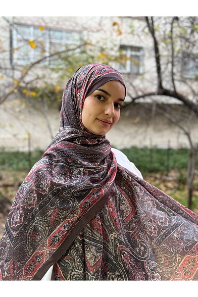 shalby Camellia Patterned Soft Cotton Shawl - Pomegranate
