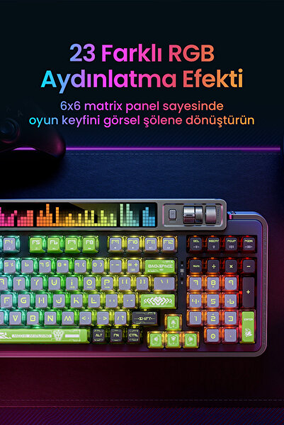 ROYALAXE Xl98 Pro Mekanik Oyuncu Klavyesi, Rgb Aydınlatma, Kablolu Ve Kablosuz Kullanım, Ingilizce Q