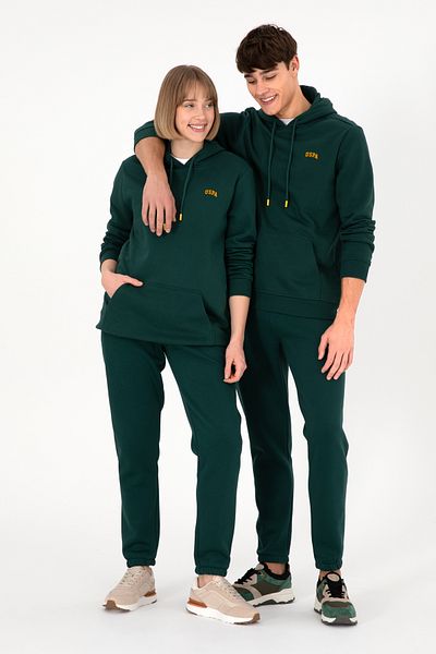 U.S. Polo Assn. Men's Hooded Dark Green Basic Raised Sweatshirt 50295176 -Vr079