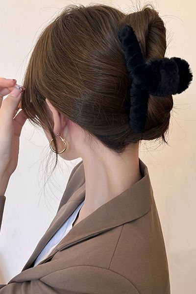 PREGIO 10-Piece Black Plush Women's Peg Hair Clip