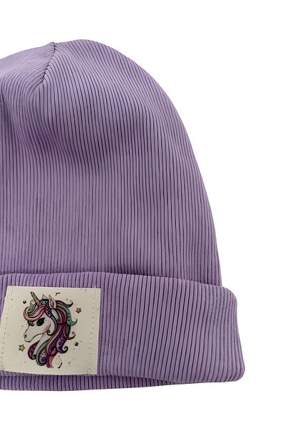 anna sofie 1-5 Years Unisex Lilac Unicorn Ribbed 100% Cotton Camisole Beret