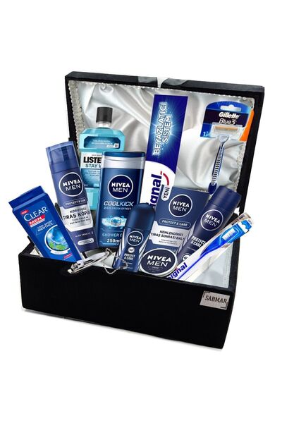 NIVEA Damat Bohçası Erkek Nişan Bohçası Çeyiz Kolisi 3'lü Erkek Bohça Erkek Bakım Seti 9022036 17 Parça